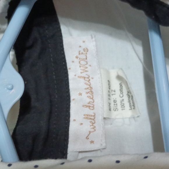 Well Dressed Wolf Mini Dots Collection Button Up Off White Dots Size 12Y - Picture 4 of 8